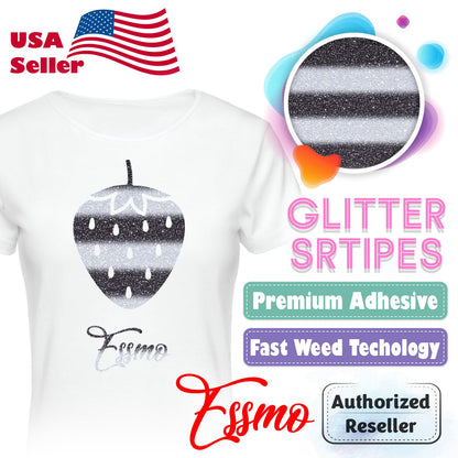 ESSMO™ Zebra Glitter Stripes Heat Transfer Vinyl HTV GS06