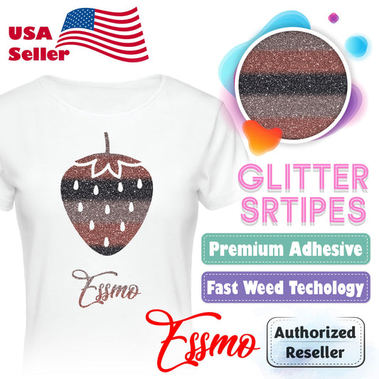 ESSMO™ Mocha Latte Glitter Stripes Heat Transfer Vinyl HTV GS13