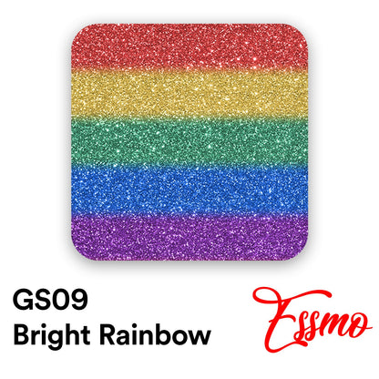 ESSMO™ Bright Rainbow Glitter Stripes Heat Transfer Vinyl HTV GS09