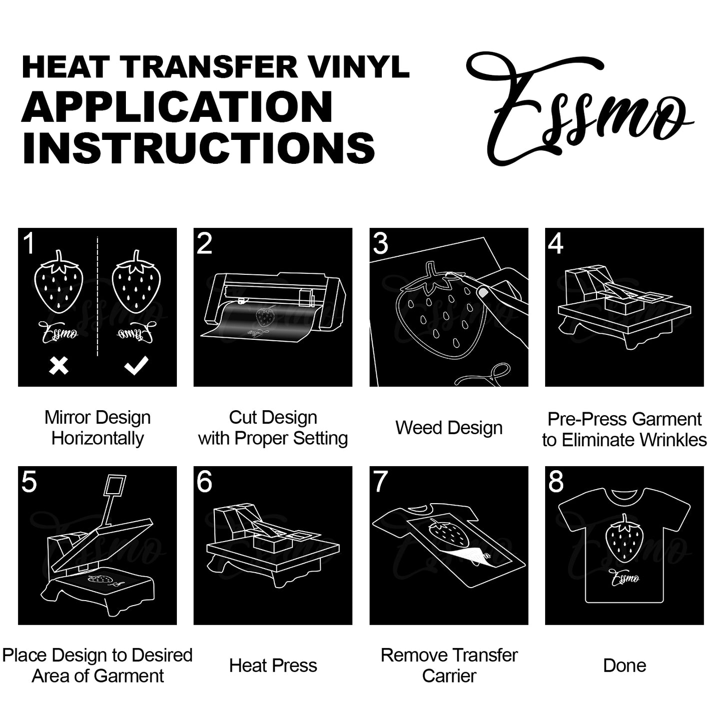 ESSMO™ Black Glitter Sparkle Heat Transfer Vinyl HTV DG01